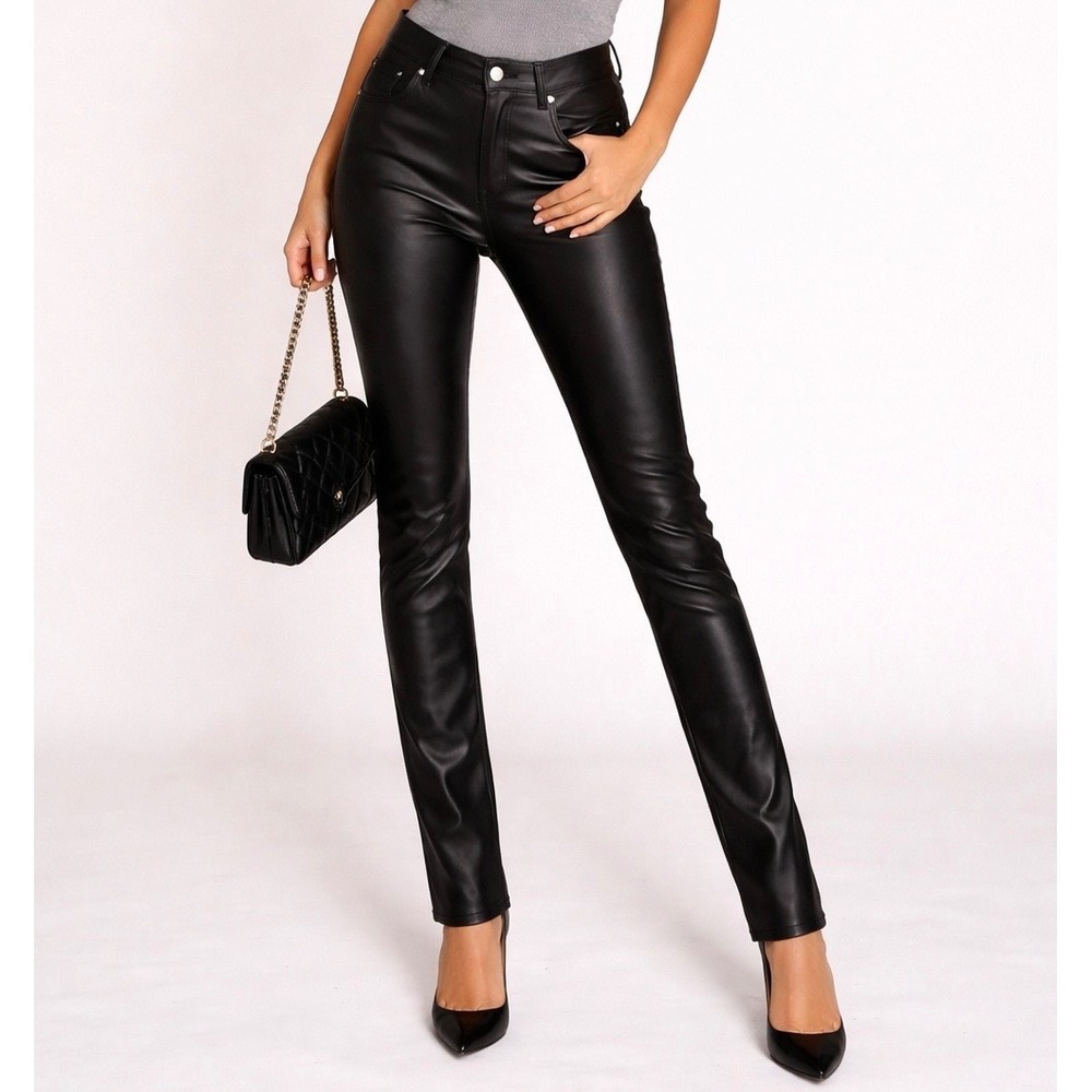 Gap Vintage Slim High Rise Faux Leather‎ Pants Black Size 29 8R NWT